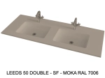 Plan vasque lavabo sur mesure : L 120 à 201 x P 40 à 51 cm, finition lisse mate, 10 couleurs au choix, Anti bactérien, résine Akrytan® teinté dans la masse, Livraison Offerte.
